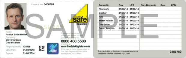 Gas Safe Engineer ID Example