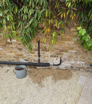 Pipework beneath patio